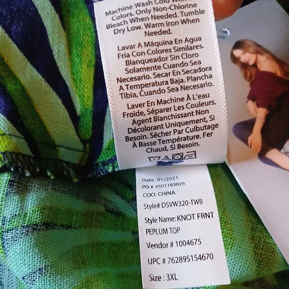 NWT SOFIA Vergara Tropical Peplum Top Women's 3XL - Picture 3 of 7
